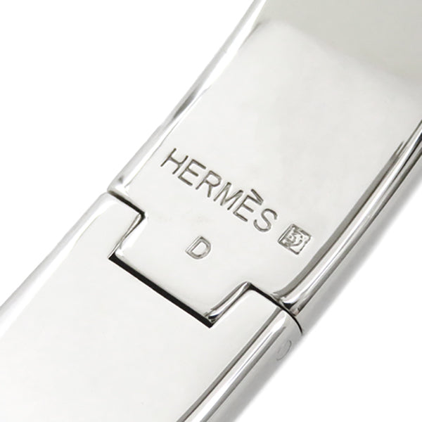 エルメス HERMES クリックH PM ブルーXシルバー メタル エナメル ブレスレット Hブレス 青