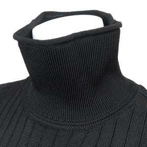 エルメス HERMES ハイネックセーター ブラック レーヨン ナイロン ポリウレタン #34 セーター 黒 長袖 タートルネック