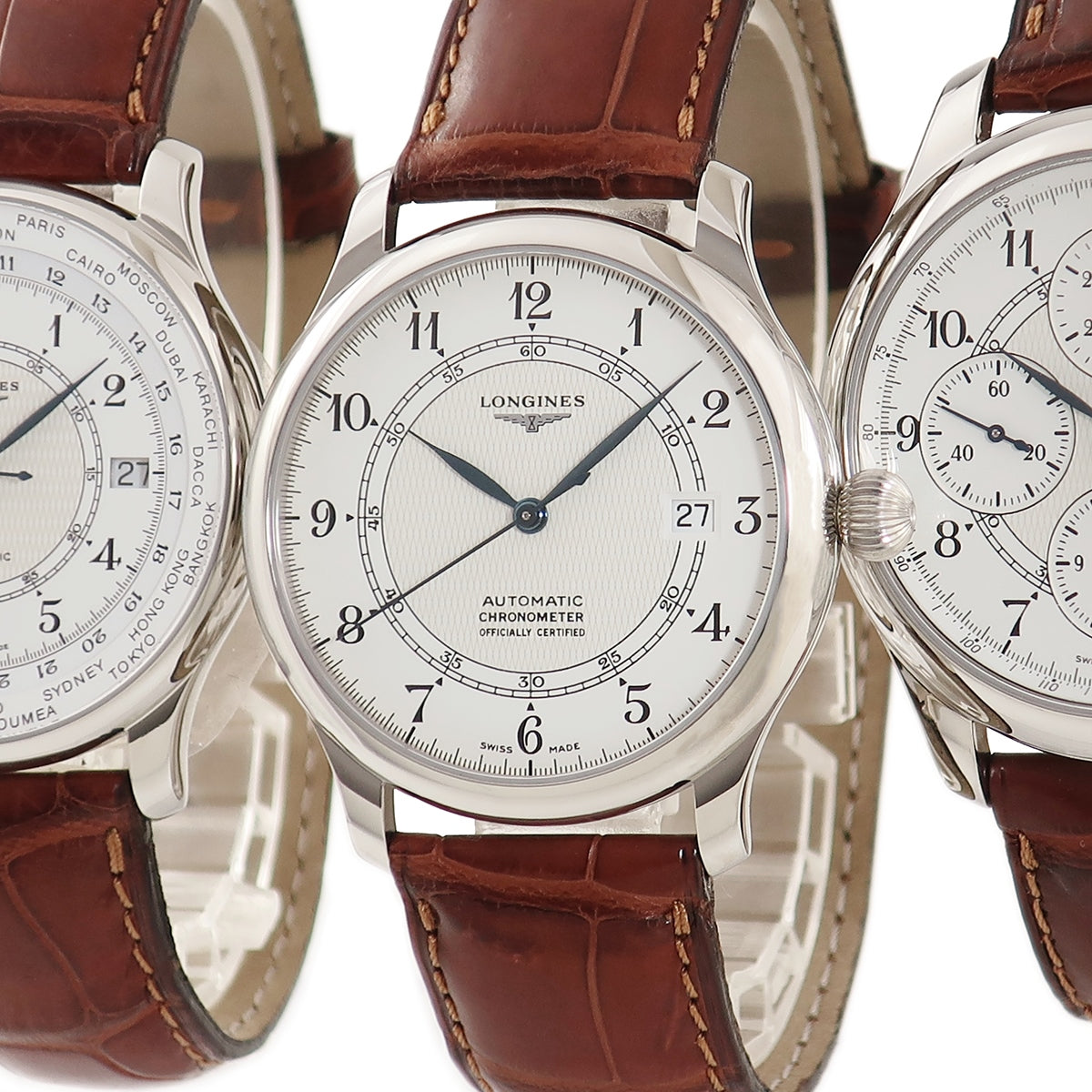 ロンジン LONGINES 130YEARS165 3本セット L.2.613.4.13.2/L.2.614.4.13.2/L.2.615.4.13.2 自動巻き メンズ 未使用 白 1997年