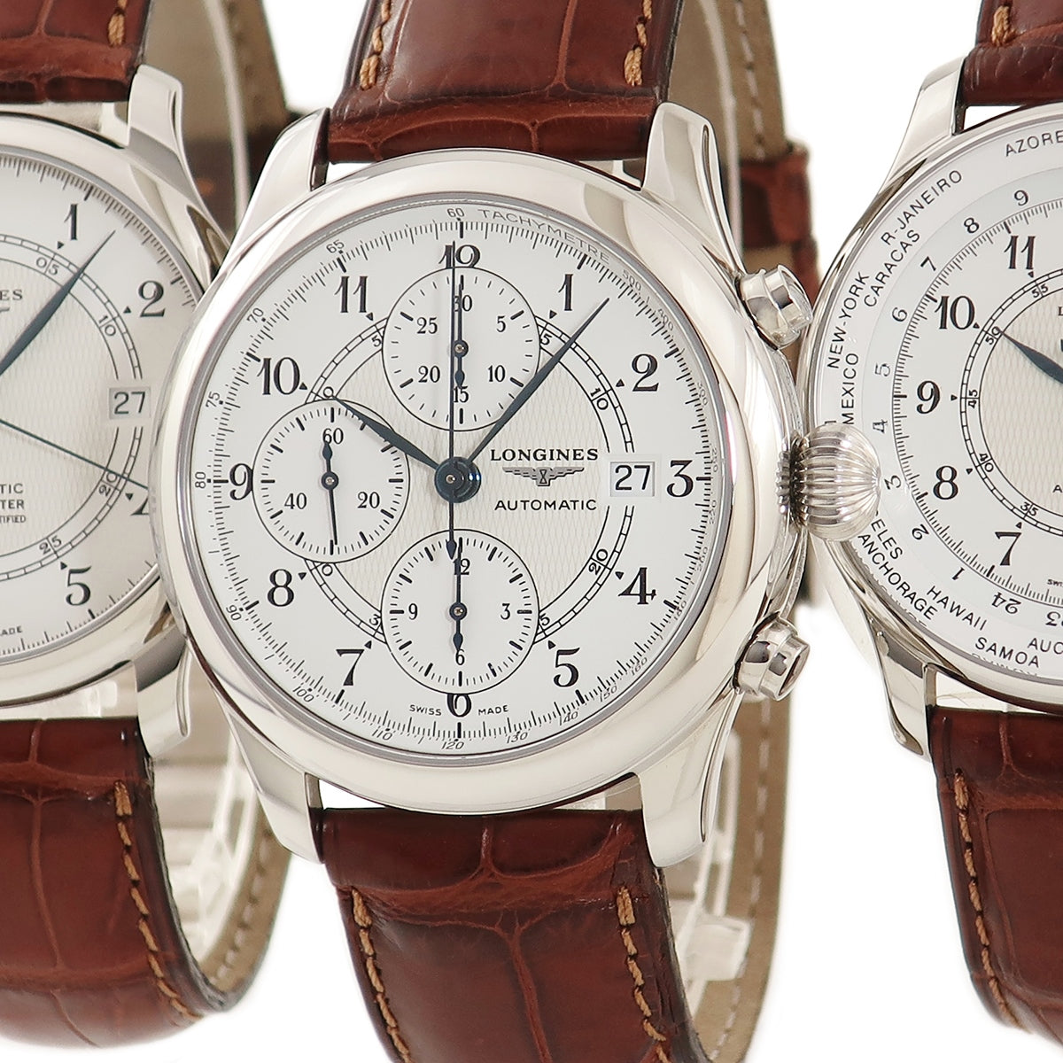 ロンジン LONGINES 130YEARS165 3本セット L.2.613.4.13.2/L.2.614.4.13.2/L.2.615.4.13.2 自動巻き メンズ 未使用 白 1997年