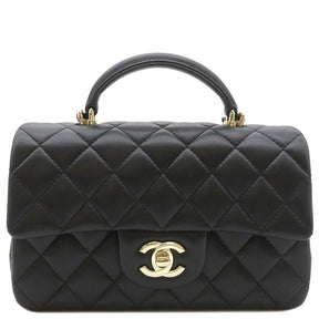 シャネル CHANEL マトラッセ 20 トップハンドル AS2431 ブラック ラムスキン 2WAYバッグ シャンパンゴールド金具 新品 未使用 ランダムシリアル 黒 ハンドバッグ