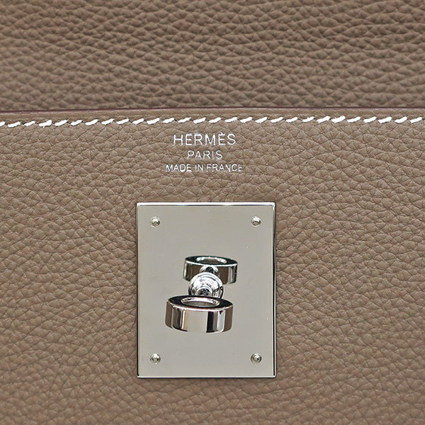 エルメス HERMES ケリー28 内縫い エトゥープ トゴ 2WAYバッグ シルバー金具 グレージュ