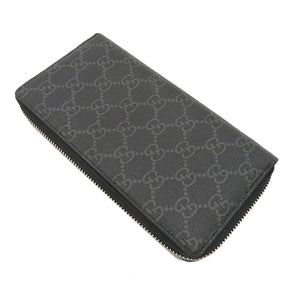 グッチ GUCCI 451273 ブラック×レッド GGスプリームキャンバス 長財布 シルバー金具 黒 ラウンドファスナー