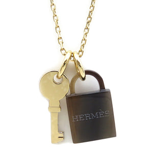 エルメス HERMES アミュレット パドロック PM  ブラウン×ゴールド バッファローホーン GP ネックレス 新品 未使用 カデナ 鍵