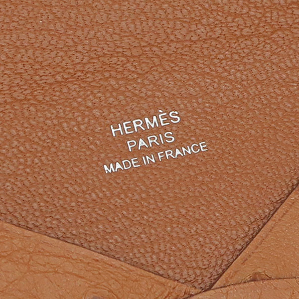 エルメス HERMES カルヴィ ゴールド オーストリッチ カードケース シルバー金具