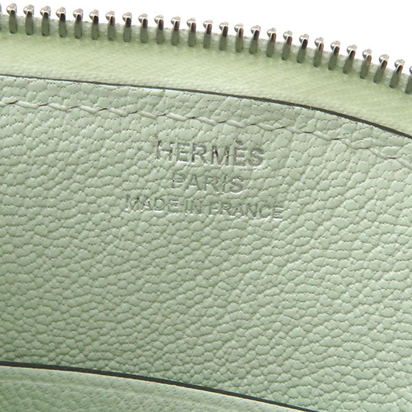 エルメス HERMES パドック ヴェールフィズXマッシュルーム シェーブル コインケース シルバー金具 薄緑 白