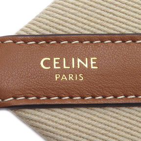 セリーヌ CELINE ジャカード ロングストラップ  49S012AEP ベージュ×ホワイト ウール カーフ ショルダーストラップ ゴールド金具 ベージュ ロゴ