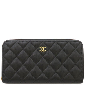 シャネル CHANEL クラシック ロング ジップ ウォレット AP0242 ブラック キャビアスキン 長財布 ゴールド金具 ランダムシリア