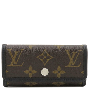 ルイヴィトン LOUIS VUITTON ミュルティクレ 6 M60165 モノグラム×黒 モノグラムマカサー キーケース シルバー金具 茶 鍵入れ