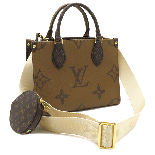 ルイヴィトン LOUIS VUITTON モノグラム×モノグラムリバース オンザゴー PM M46373 モノグラムキャンバス  モノグラムリバースキャンバス 2WAYバッグ ゴールド金具 新品 未使用 茶 トート ショルダー コインケース