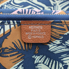 エルメス HERMES アザップロング シルクイン ゴールド エバーカラー 長財布 シルバー金具 新品 未使用 茶 ラウンドファスナー