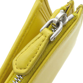 プラダ PRADA 1ML050 イエロー レザー 二つ折り財布 シルバー金具 黄