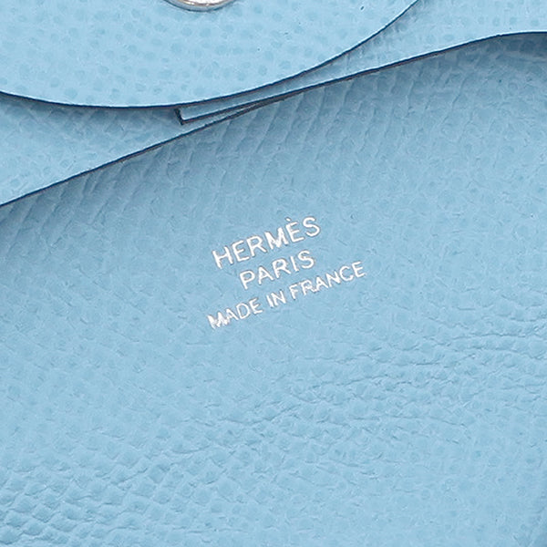 エルメス HERMES バスティア セレステ ヴォーエプソン コインケース シルバー金具 新品 未使用 水色