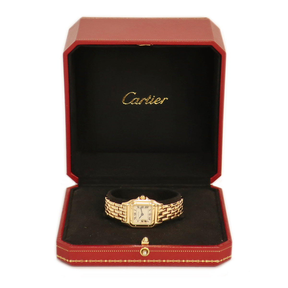 カルティエ Cartier パンテール SM 84783747 クオーツ レディース K18YG無垢 アイボリー ローマン 青針 角型