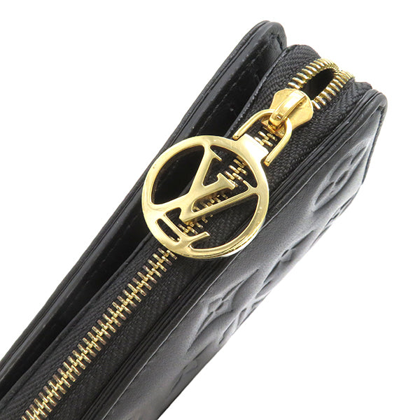 ルイヴィトン LOUIS VUITTON ポルトフォイユ・ルー M81599 ブラック ラムレザー 二つ折り財布 ゴールド金具 ミニ財布 黒 クッサン