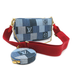 ルイヴィトン LOUIS VUITTON ミュルティ ポシェット アクセソワール M44990 デニム モノグラムデニム 2WAYバッグ ゴールド金具 ポーチ コインケース付き