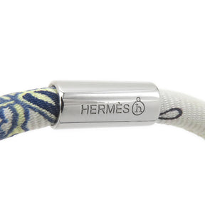 エルメス HERMES プティアッシュ プチH ホワイト×マリン シルク ブレスレット シルバー金具 新品未使用