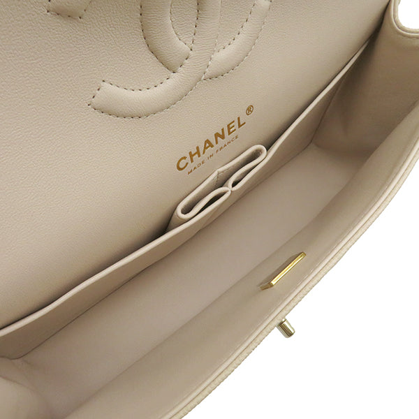 シャネル CHANEL マトラッセ 25 Wチェーン  A01112 ベージュ キャビアスキン ショルダーバッグ ゴールド金具 新品 未使用 ダブルフラップ アイボリー