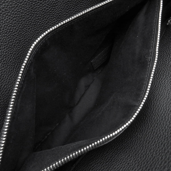 イヴ・サンローラン Yves Saint Laurent サックドジュール ブラック レザー 2WAYバッグ シルバー金具 黒 ハンドバッグ ショルダー