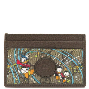 グッチ GUCCI ディズニー ドナルド コラボ 647942 ベージュ×エボニー GGスプリームキャンバス カードケース Disney 茶