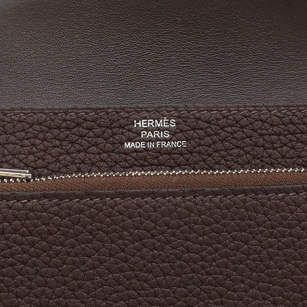 エルメス HERMES ドゴン コンパクト エベンヌ トゴ 二つ折り財布 シルバー金具 茶