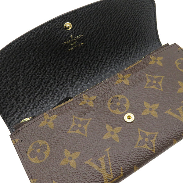 ルイヴィトン LOUIS VUITTON ポルトフォイユ エミリー M82157 ブラウン モノグラムキャンバス モノグラムリバースキャンバス 長財布 ゴールド金具 茶 フラップ