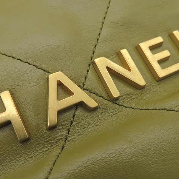 シャネル CHANEL CHANEL 22 ホーボーバッグ ミニ AS3980 カーキ シャイニーカーフスキン 2WAYバッグ ゴールド金具 オリーブ