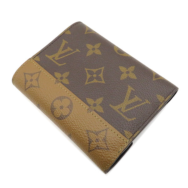 ルイヴィトン LOUIS VUITTON ポルトフォイユ ヴィクトリーヌ M81557 モノグラム・リバース 三つ折り財布 ゴールド金具 コンパクト 茶 ブラック バイカラー