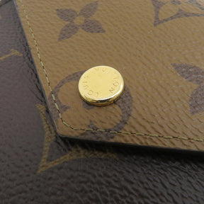 ルイヴィトン LOUIS VUITTON ポルトフォイユ ヴィクトリーヌ M81557 モノグラム・リバース 三つ折り財布 ゴールド金具 コンパクト 茶 ブラック バイカラー