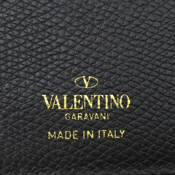 ヴァレンティノ VALENTINO Vロゴ シグネチャー 2W2P0T46RQR_0NO ブラック グレインカーフレザー 二つ折り財布 ゴールド金具 黒 ミニ財布 カード入れ