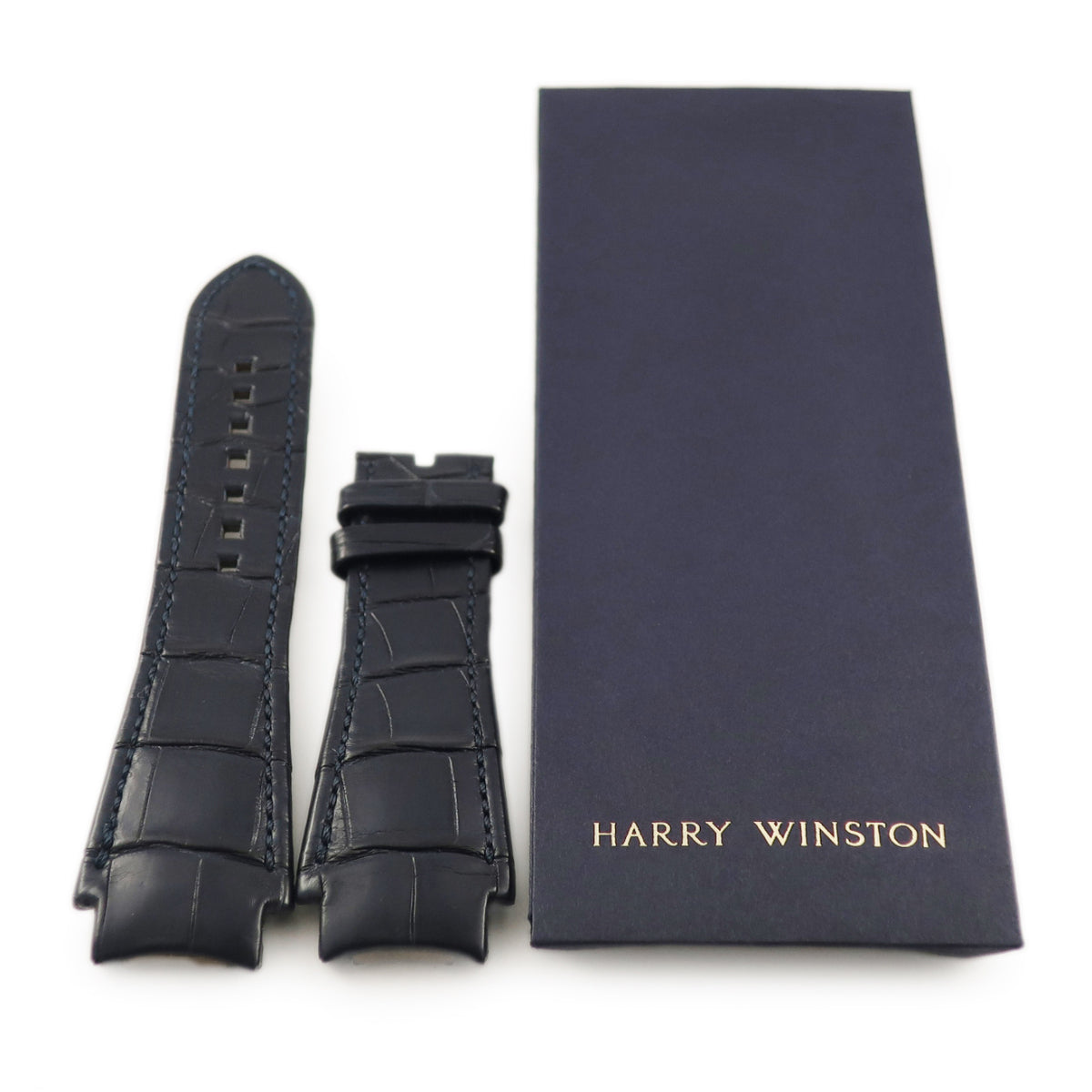 ハリーウィンストン Harry Winston オーシャン用 Mサイズ クロコバンド メンズ 未使用 純正 レザー ベルト ストラップ 25ｍｍ 紺