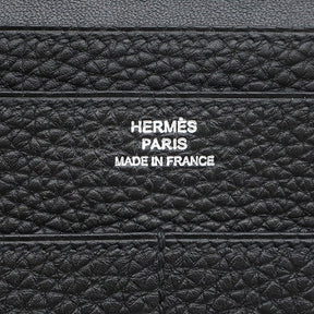 エルメス HERMES ドゴンデュオ ドゴンGM  ブラック トゴ 長財布 シルバー金具 黒 二つ折り