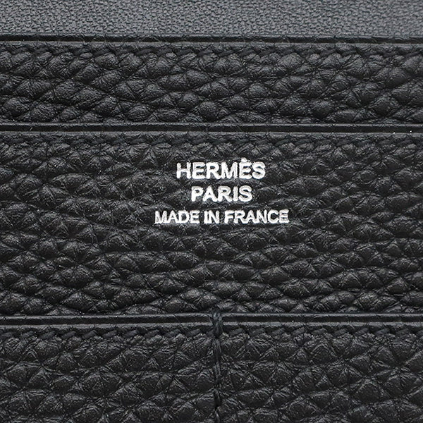 エルメス HERMES ドゴンデュオ ドゴンGM  ブラック トゴ 長財布 シルバー金具 黒 二つ折り