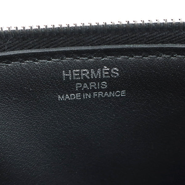 エルメス HERMES ジップアンゴー PM ブラック エバーグレーン ポーチ シルバー金具 2023AW