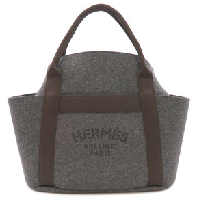 エルメス HERMES サック ド パンサージュ グルーム グリモワイヤンXエベンヌ フェルト レザー ナイロン 2WAYバッグ シルバー金