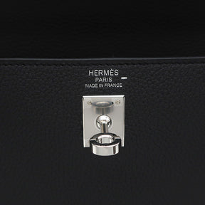 エルメス HERMES ケリータッチ25 内縫い ブラック トゴ リザード 2WAYバッグ シルバー金具 黒