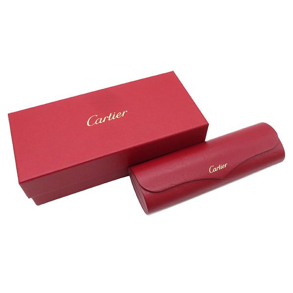 カルティエ Cartier ブロー シルバーフレーム 54□18 ブラウン×レッド プラスチック メタル サングラス シルバー金具 ブラウンレンズ  ブロー 赤 レッド