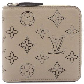 ルイヴィトン LOUIS VUITTON ジッピー コンパクトウォレット M81558 ガレ モノグラムマヒナ 二つ折り財布 シルバー金具 グレージュ