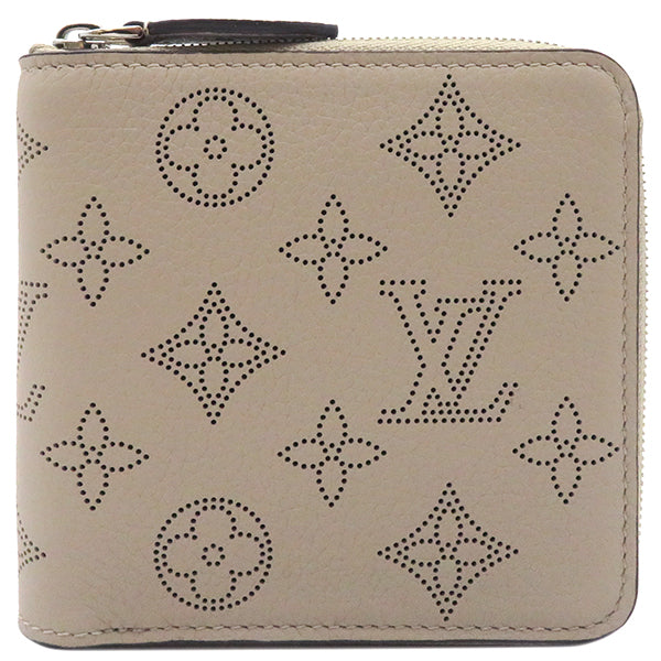 ルイヴィトン LOUIS VUITTON ジッピー コンパクトウォレット M81558 ガレ モノグラムマヒナ 二つ折り財布 シルバー金具 グレージュ