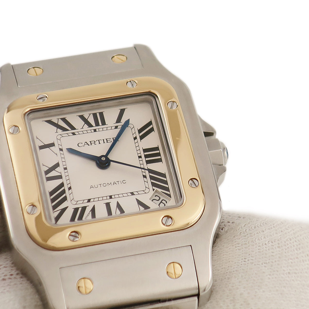 カルティエ Cartier サントス ガルベ XL W20099C4 自動巻き レディース ボーイズ K18YG×SS 白 角型