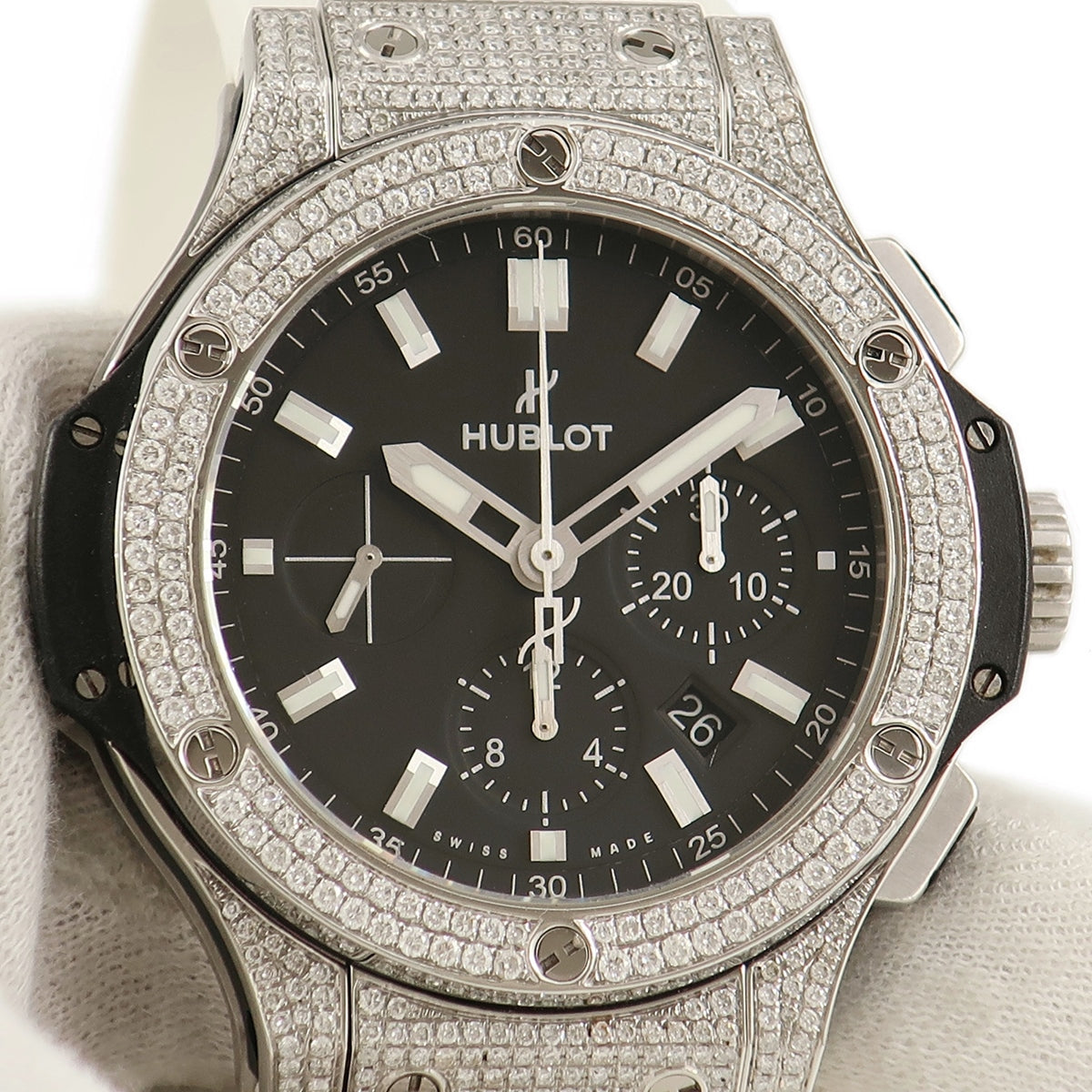 ウブロ HUBLOT ビッグバン クロノグラフ 301.SX.1170.RX 自動巻き メンズ ダイヤ 黒 バー