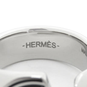 エルメス HERMES カルーゼル リング ブラックXシルバー メタル ラッカー ♯T58 リング 指輪 馬の横顔 新品 未使用