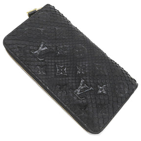 ルイヴィトン LOUIS VUITTON ジッピー ウォレット N80686 ブラック パイソン 長財布 ゴールド金具 黒 エキゾチックレザー ラウンドファスナー