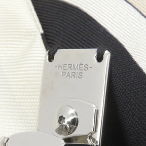 エルメス HERMES グルネル H231022G 02TU ブラック×オフホワイト シルク メタル バレッタ シルバー金具 《エクスリブリス》ヘアアクセサリー ノット