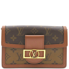 ルイヴィトン LOUIS VUITTON ポルトフォイユ ドーフィーヌ M68746 ブラウン×ベージュ モノグラムキャンバス モノグラムリバースキャンバス チェーンウォレット ゴールド金具 茶 チェーンショルダー