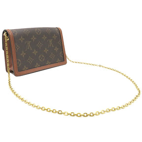 ルイヴィトン LOUIS VUITTON ポルトフォイユ ドーフィーヌ M68746 ブラウン×ベージュ モノグラムキャンバス モノグラムリバースキャンバス チェーンウォレット ゴールド金具 茶 チェーンショルダー