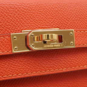 エルメス HERMES ケリー25 外縫い オレンジ系 ヴォーエプソン 2WAYバッグ ゴールド金具 ショルダー