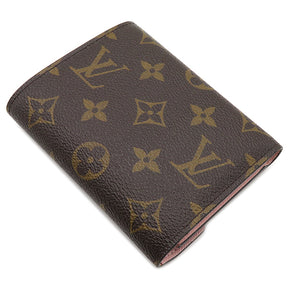 ルイヴィトン LOUIS VUITTON ポルトフォイユ ヴィクトリーヌ M62360 ローズバレリーヌ モノグラムキャンバス 三つ折り財布 ゴールド金具 コンパクト 茶 ピンク バイカラー イニシャル入り