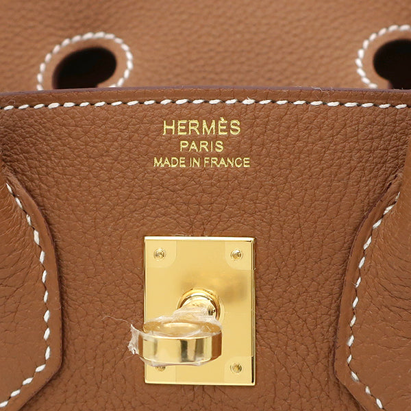 エルメス HERMES バーキン25 ゴールド トゴ ハンドバッグ ゴールド金具 新品 未使用 茶