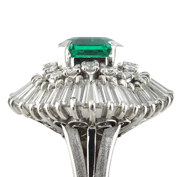 バレリーナ ヴィンテージ プラチナシルバー Pt900 エメラルド ダイアモンド リング 指輪 platinum emerald diamond